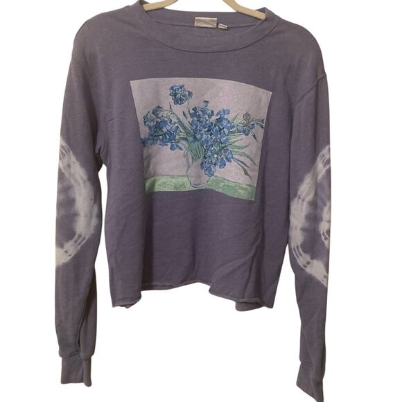Mighty Fine art to wear cropped pullover sweatshirt with floral graphic size L - Picture 1 of 8